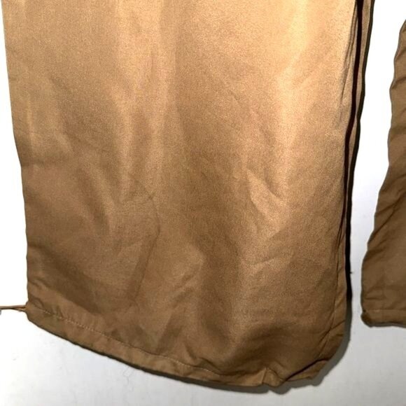 Brown Wide-Leg Drawstring Cotton Pants With Side Pockets & Button Detail  Size M - Picture 2 of 9